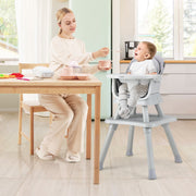 6-in-1 Convertible Baby High Chair with Adjustable Removable Tray-Gray-High Chairs-DECOROLALA