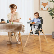6 in 1 Convertible Highchair with Safety Harness and Removable Tray-Black-High Chairs-DECOROLALA