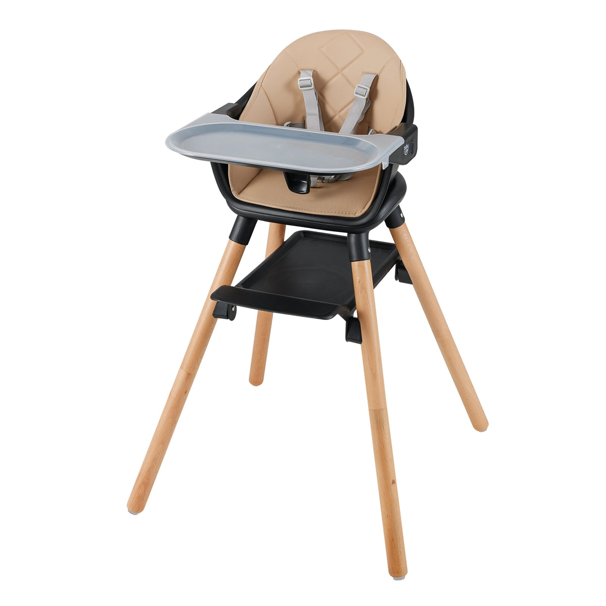 6 in 1 Convertible Highchair with Safety Harness and Removable Tray-Coffee-High Chairs-DECOROLALA