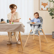 6 in 1 Convertible Highchair with Safety Harness and Removable Tray-Gray-High Chairs-DECOROLALA