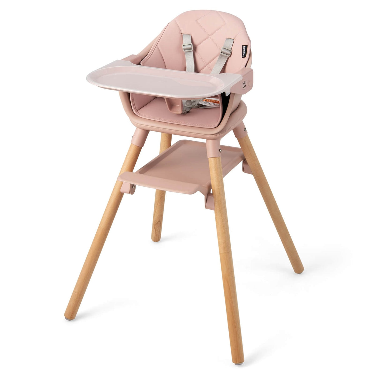 6 in 1 Convertible Highchair with Safety Harness and Removable Tray-Pink-High Chairs-DECOROLALA