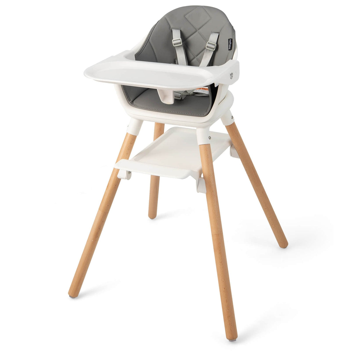 6 in 1 Convertible Highchair with Safety Harness and Removable Tray-White-High Chairs-DECOROLALA