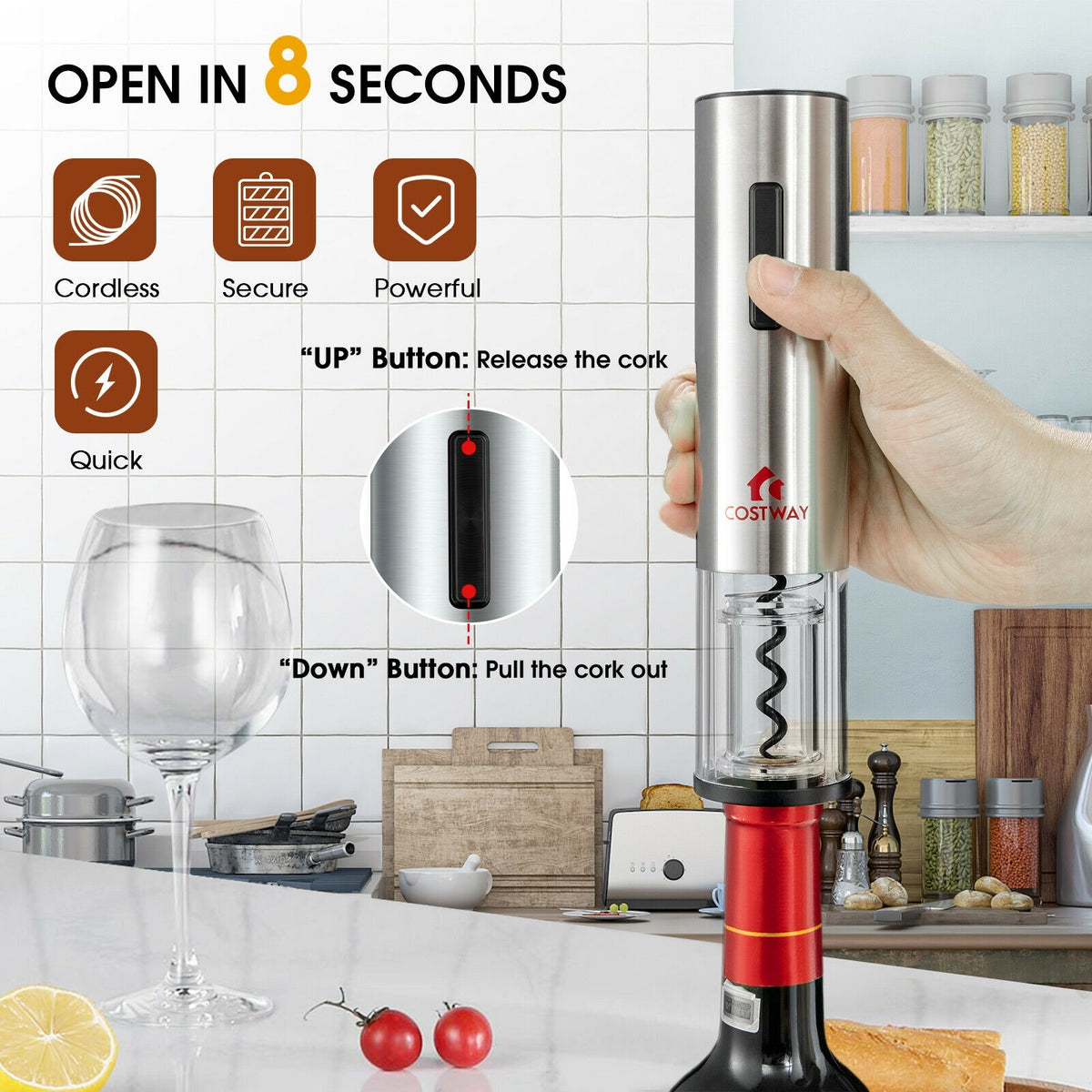 6-in-1 Electric Wine Bottle Opener Set with Foil Cutter-Kitchen Utensils-DECOROLALA