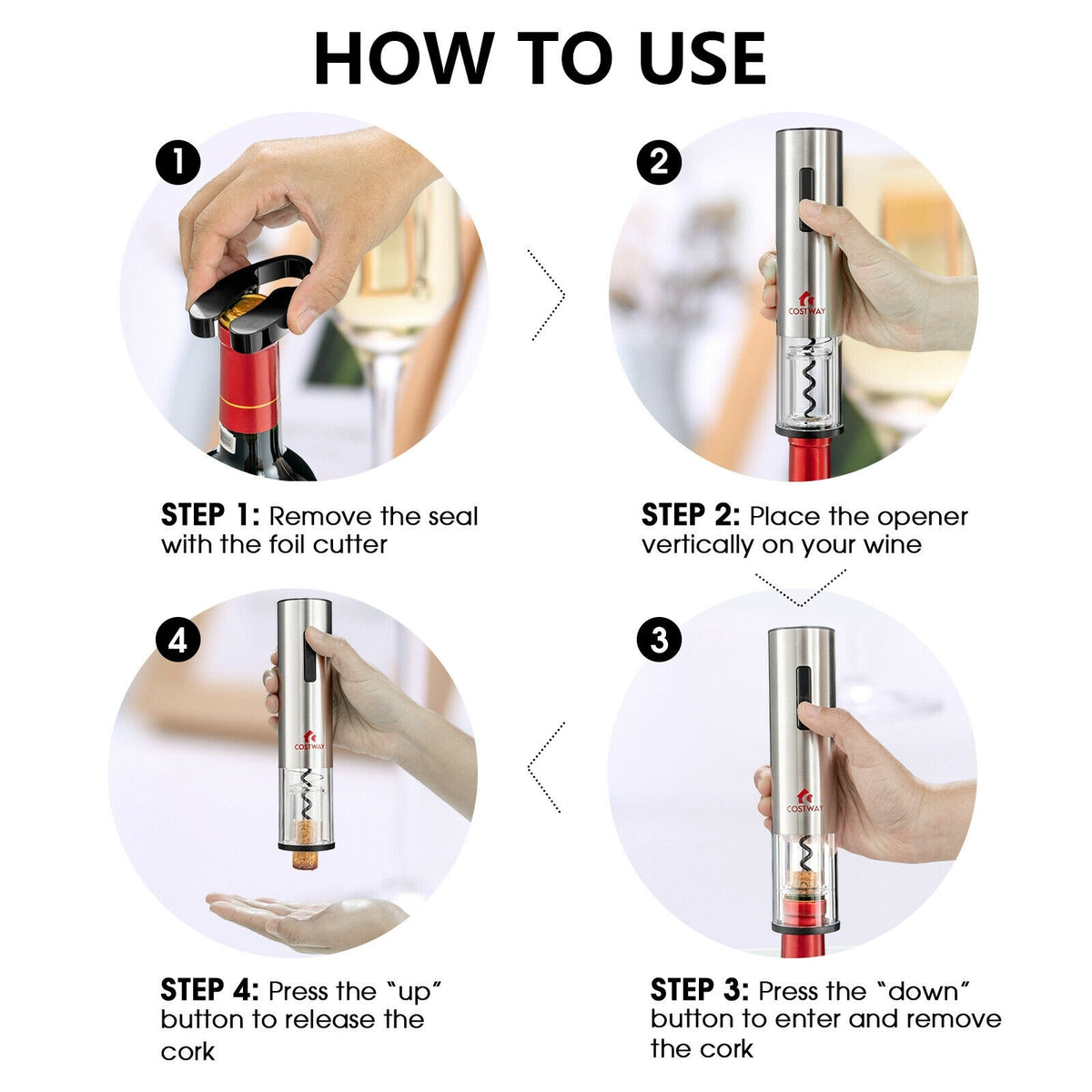 6-in-1 Electric Wine Bottle Opener Set with Foil Cutter-Kitchen Utensils-DECOROLALA