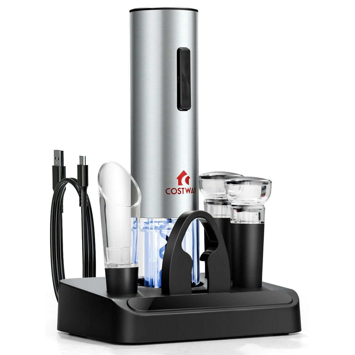 6-in-1 Electric Wine Bottle Opener Set with Foil Cutter-Kitchen Utensils-DECOROLALA