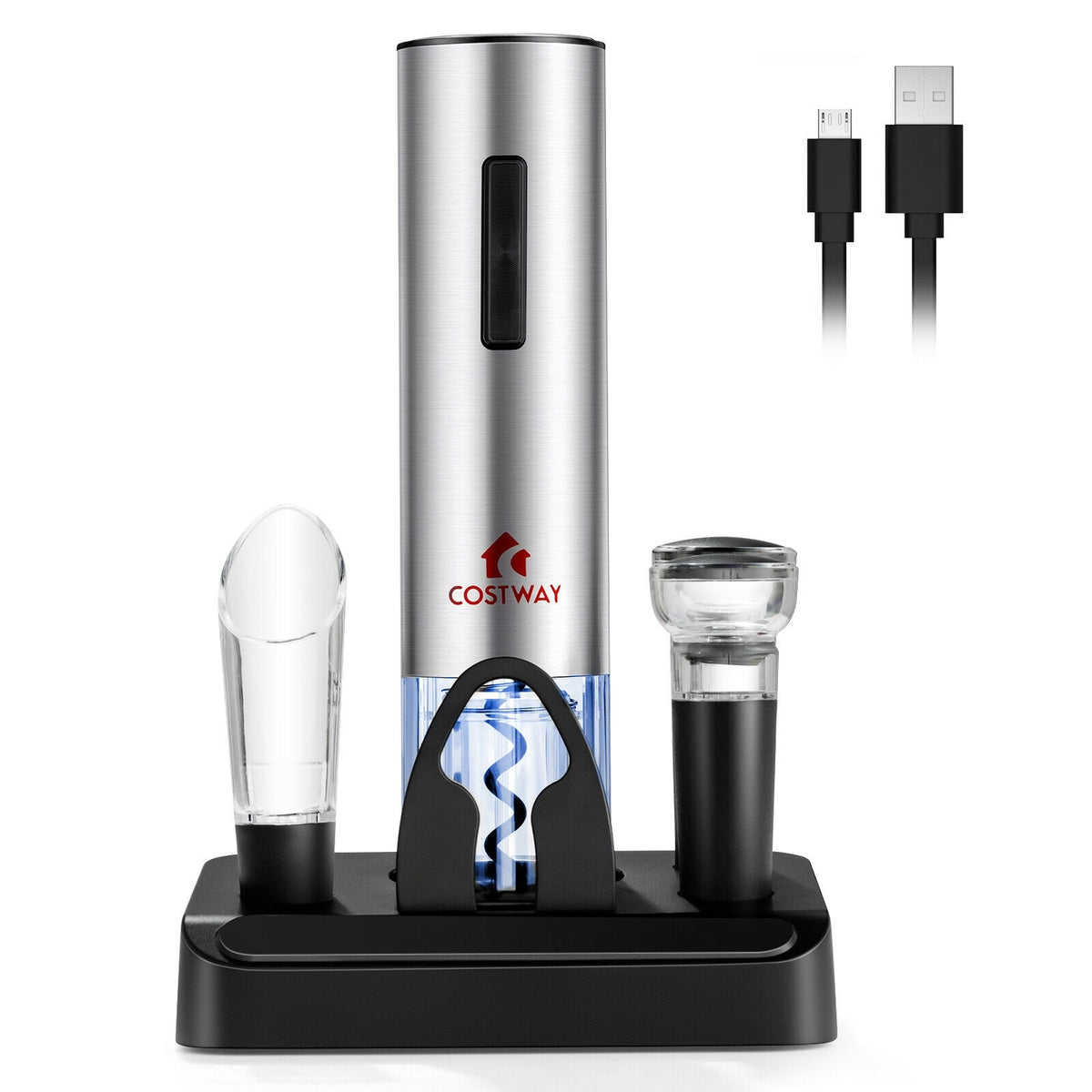 6-in-1 Electric Wine Bottle Opener Set with Foil Cutter-Kitchen Utensils-DECOROLALA