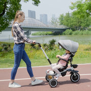 Tricycle for Toddler 6-in-1 Kids Trike, Foldable Converts Stroller to Baby Push Bike, Adjustable Backrest with Detachable Guardrail & Handle, Brake for 1-4 Years Old-Toys & Games > Baby & Toddler Toys > Riding & Rocking Toys > Tricycles for Kids-DECOROLALA
