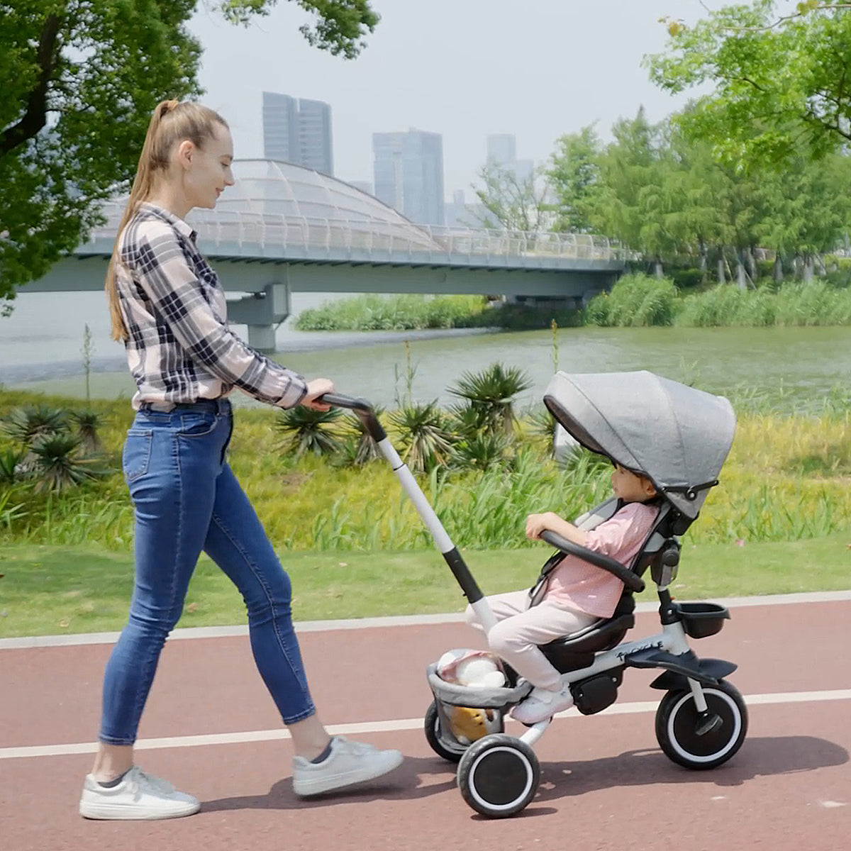 Tricycle for Toddler 6-in-1 Kids Trike, Foldable Converts Stroller to Baby Push Bike, Adjustable Backrest with Detachable Guardrail & Handle, Brake for 1-4 Years Old-Toys & Games > Baby & Toddler Toys > Riding & Rocking Toys > Tricycles for Kids-DECOROLALA