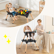 6 in 1 High Chair for Babies and Toddlers Ages 6-36 Months-Coffee-High Chairs-DECOROLALA