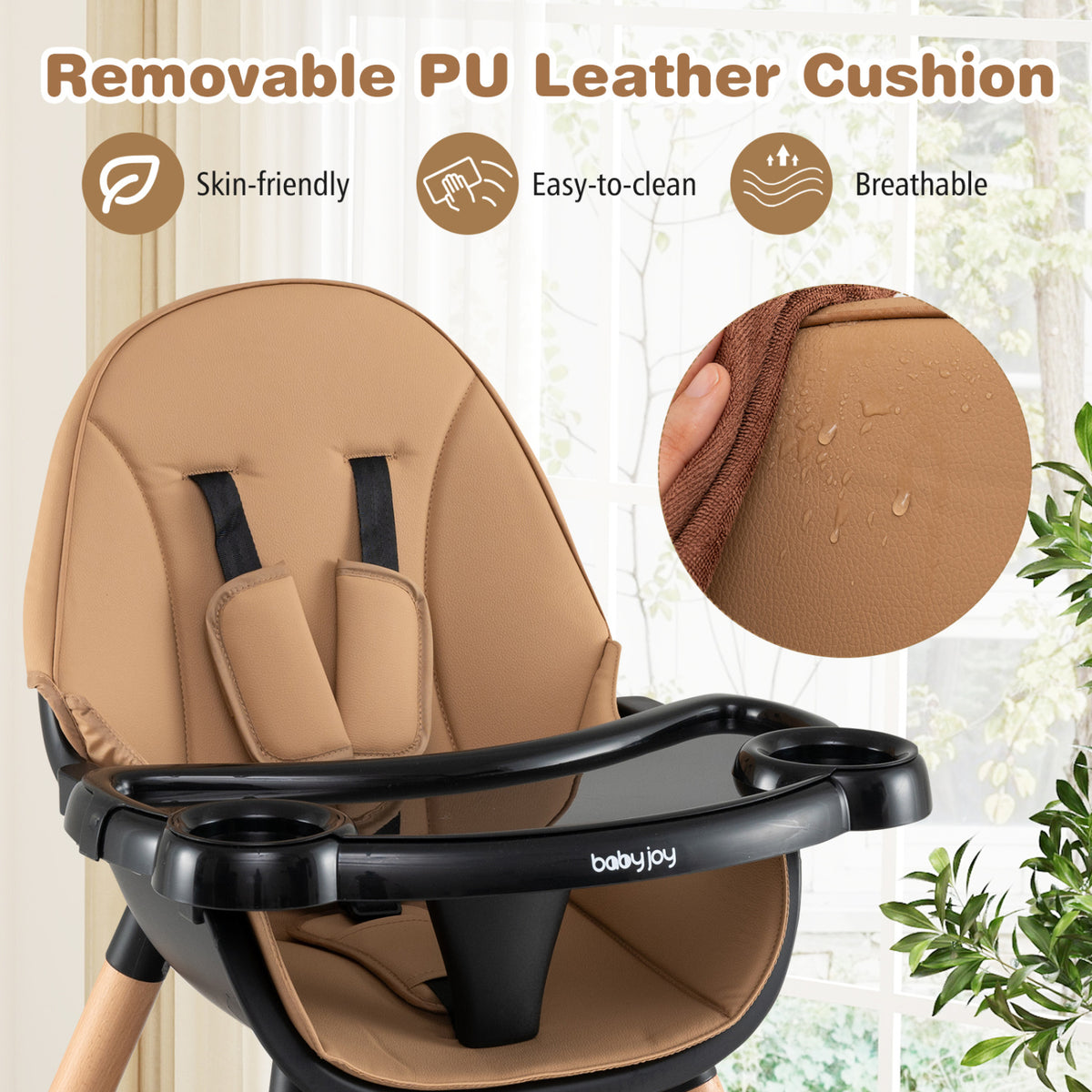 6 in 1 High Chair for Babies and Toddlers Ages 6-36 Months-Coffee-High Chairs-DECOROLALA