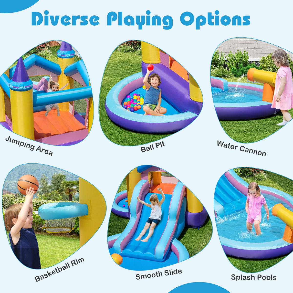 6-in-1 Inflatable Kids Water Park for Yard