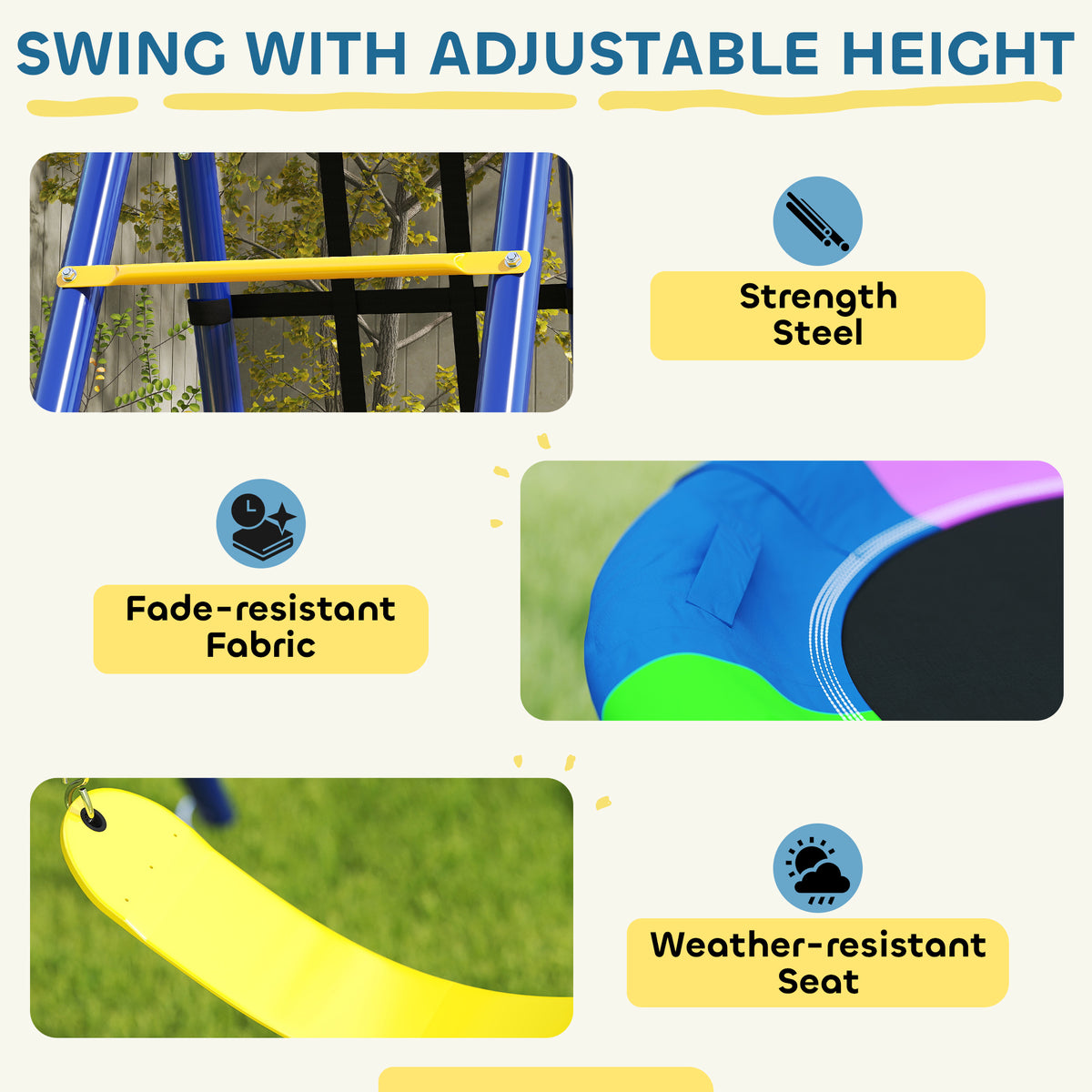 6 in 1 Kids Swing Set with 1 Saucer Swing, 1 Belt Swing, 1 Disc Rope Swing, Climbing Ladder and Net, Basketball Hoop-Toys & Games > Kids Outdoor Play > Gym Sets & Swings-DECOROLALA