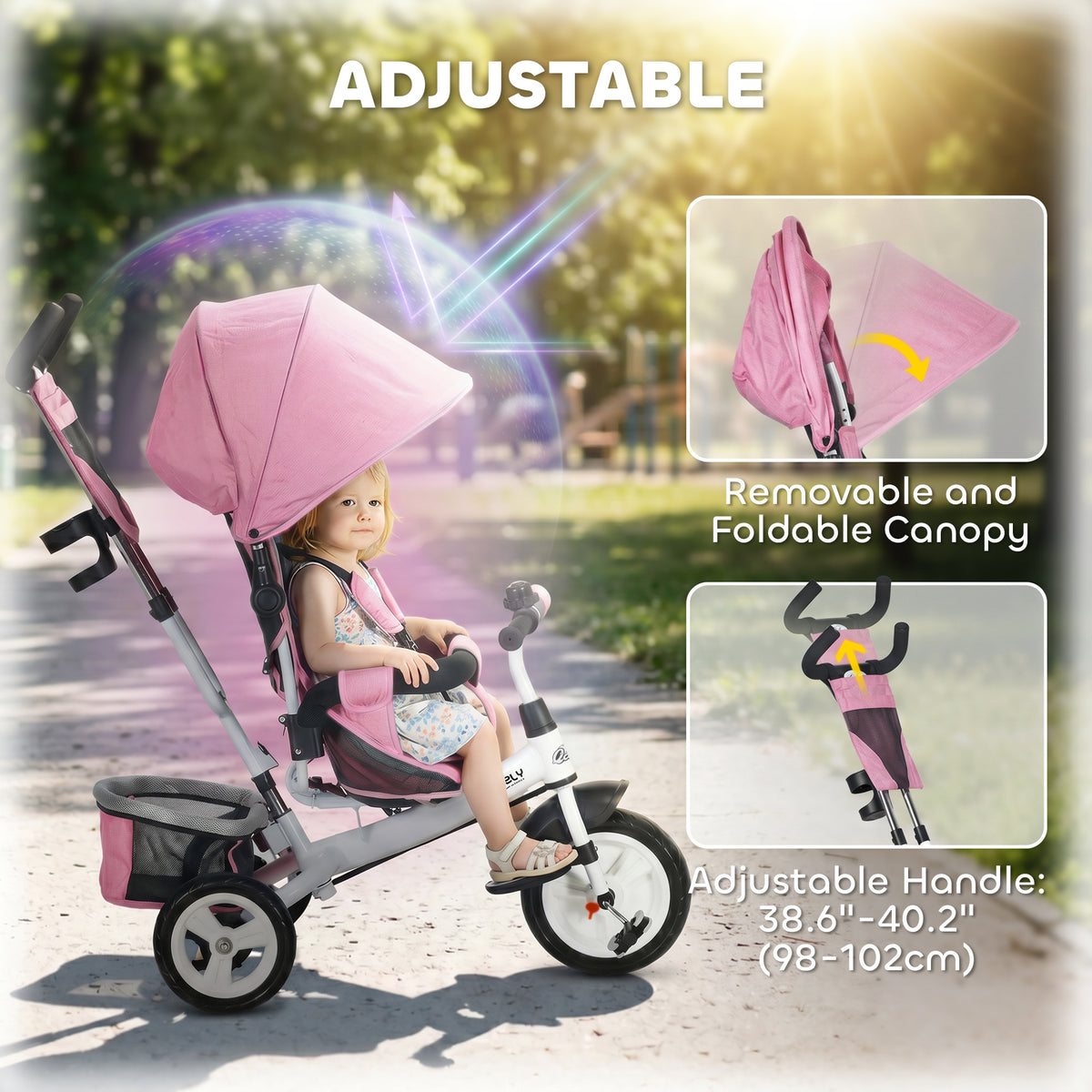6 in 1 Tricycle for Toddler 1-5 Years with Parent-Push Handle, Dark-Toys & Games > Baby & Toddler Toys > Riding & Rocking Toys > Tricycles for Kids-DECOROLALA
