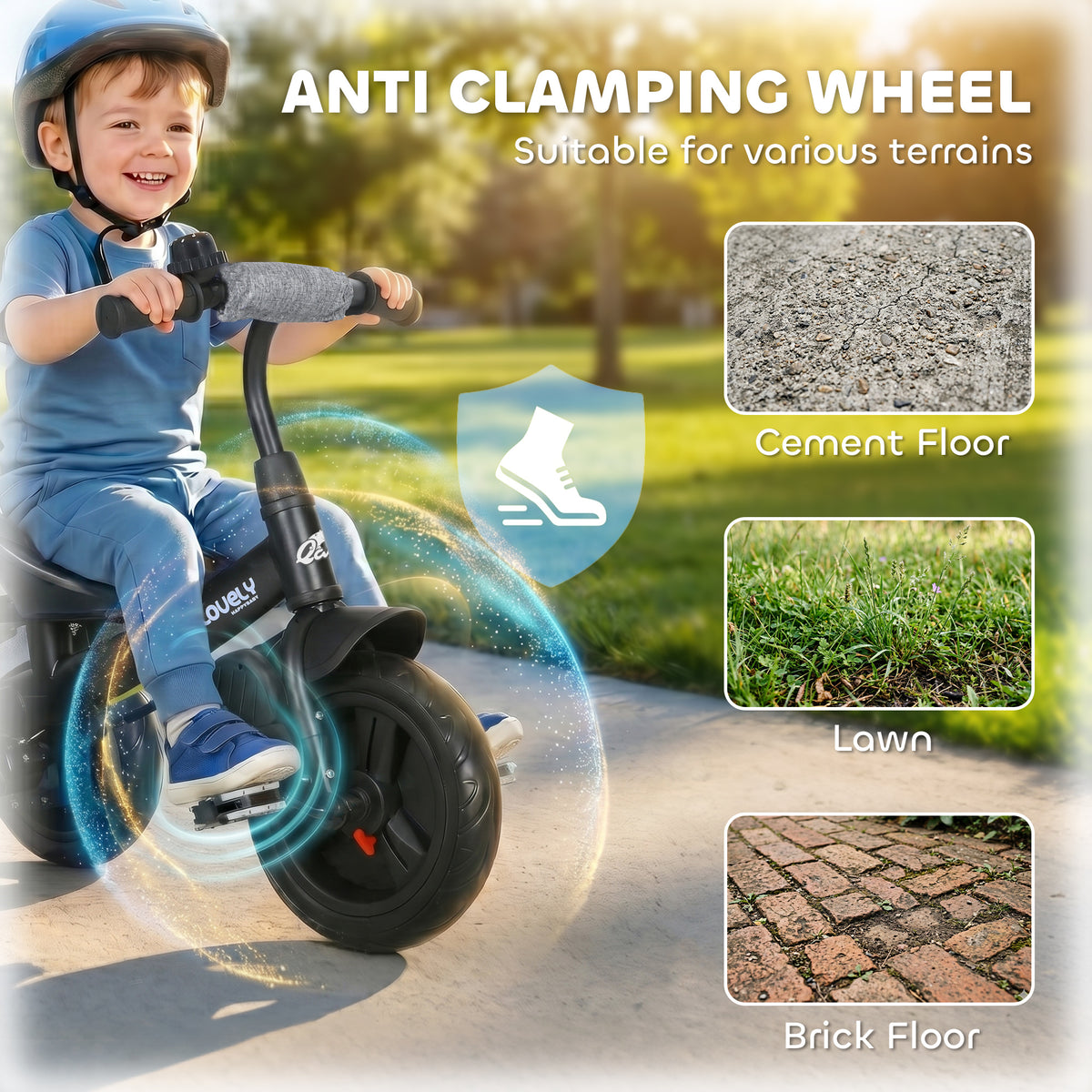 6 in 1 Tricycle for Toddler 1-5 Years with Parent-Push Handle, Dark-Toys & Games > Baby & Toddler Toys > Riding & Rocking Toys > Tricycles for Kids-DECOROLALA