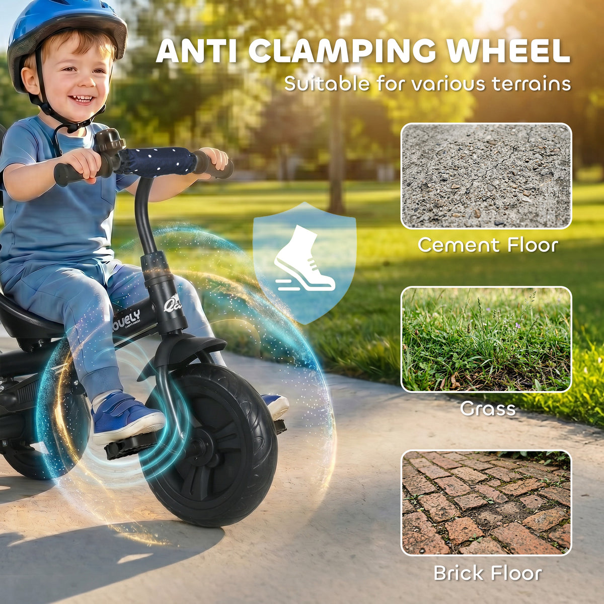6 in 1 Kids Tricycle with Removable Handlebar and Canopy, Navy-Toys & Games > Baby & Toddler Toys > Riding & Rocking Toys > Tricycles for Kids-DECOROLALA