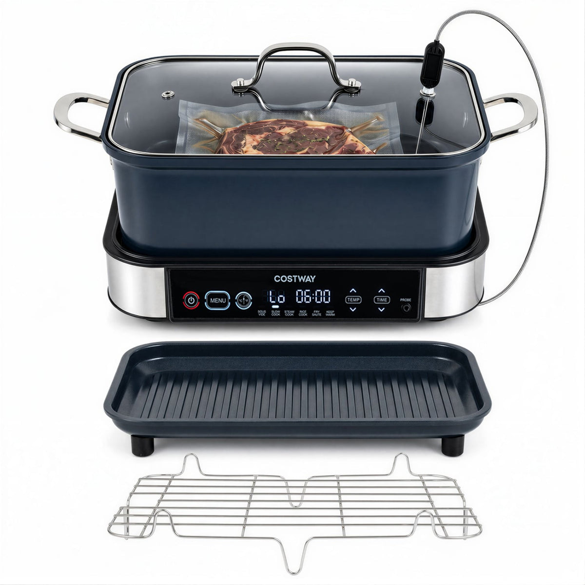 6-in-1 Programmable Slow Cooker with Keep Warm Functions and Adjustable Timer Control-Cookware & Bakeware-DECOROLALA