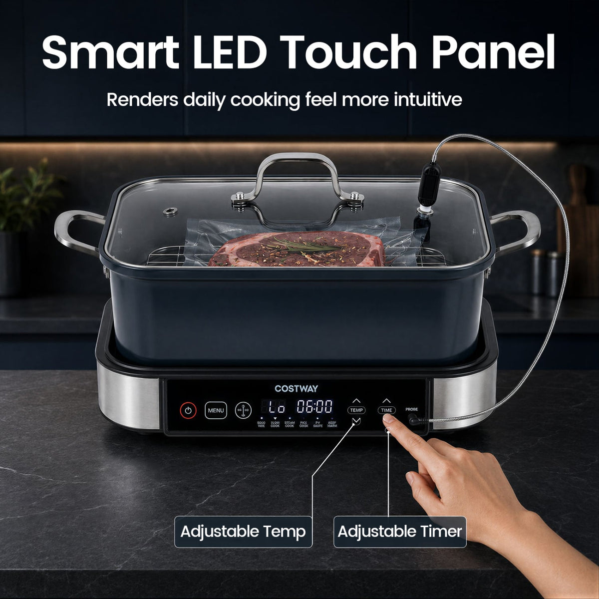 6-in-1 Programmable Slow Cooker with Keep Warm Functions and Adjustable Timer Control-Cookware & Bakeware-DECOROLALA