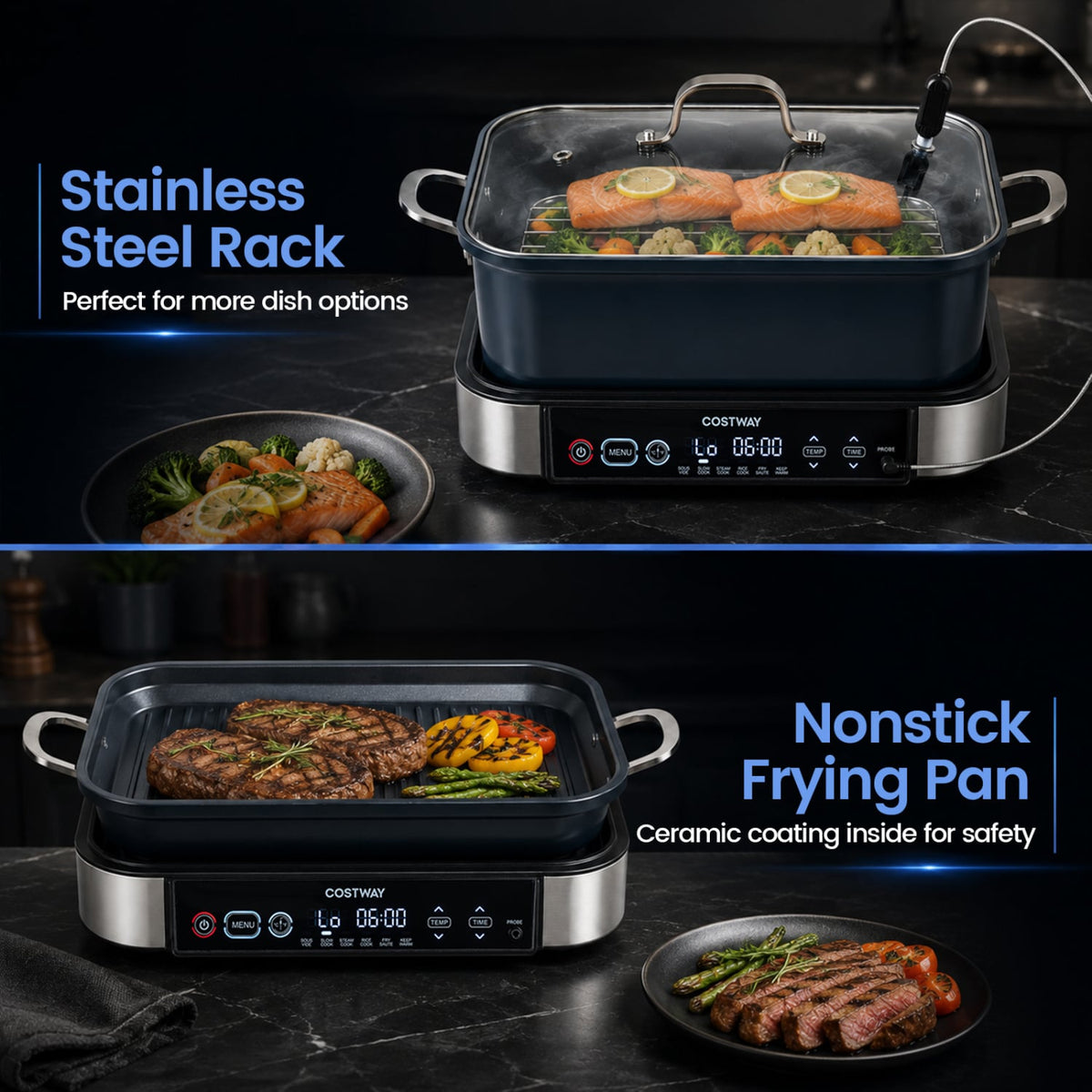 6-in-1 Programmable Slow Cooker with Keep Warm Functions and Adjustable Timer Control-Cookware & Bakeware-DECOROLALA
