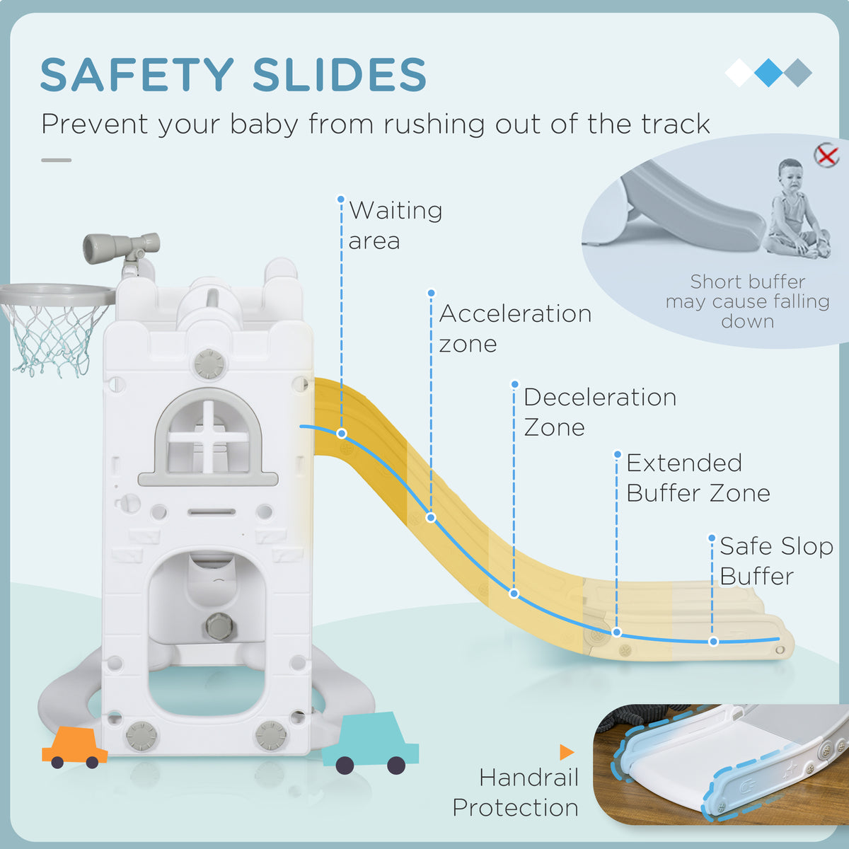 6-in-1 Toddler Slide and Swing Set - White, Indoor/Outdoor-Toys & Games > Kids Outdoor Play > Gym Sets & Swings-DECOROLALA