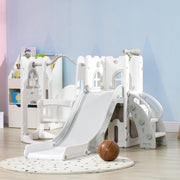 6-in-1 Toddler Slide and Swing Set - White, Indoor/Outdoor-Toys & Games > Kids Outdoor Play > Gym Sets & Swings-DECOROLALA