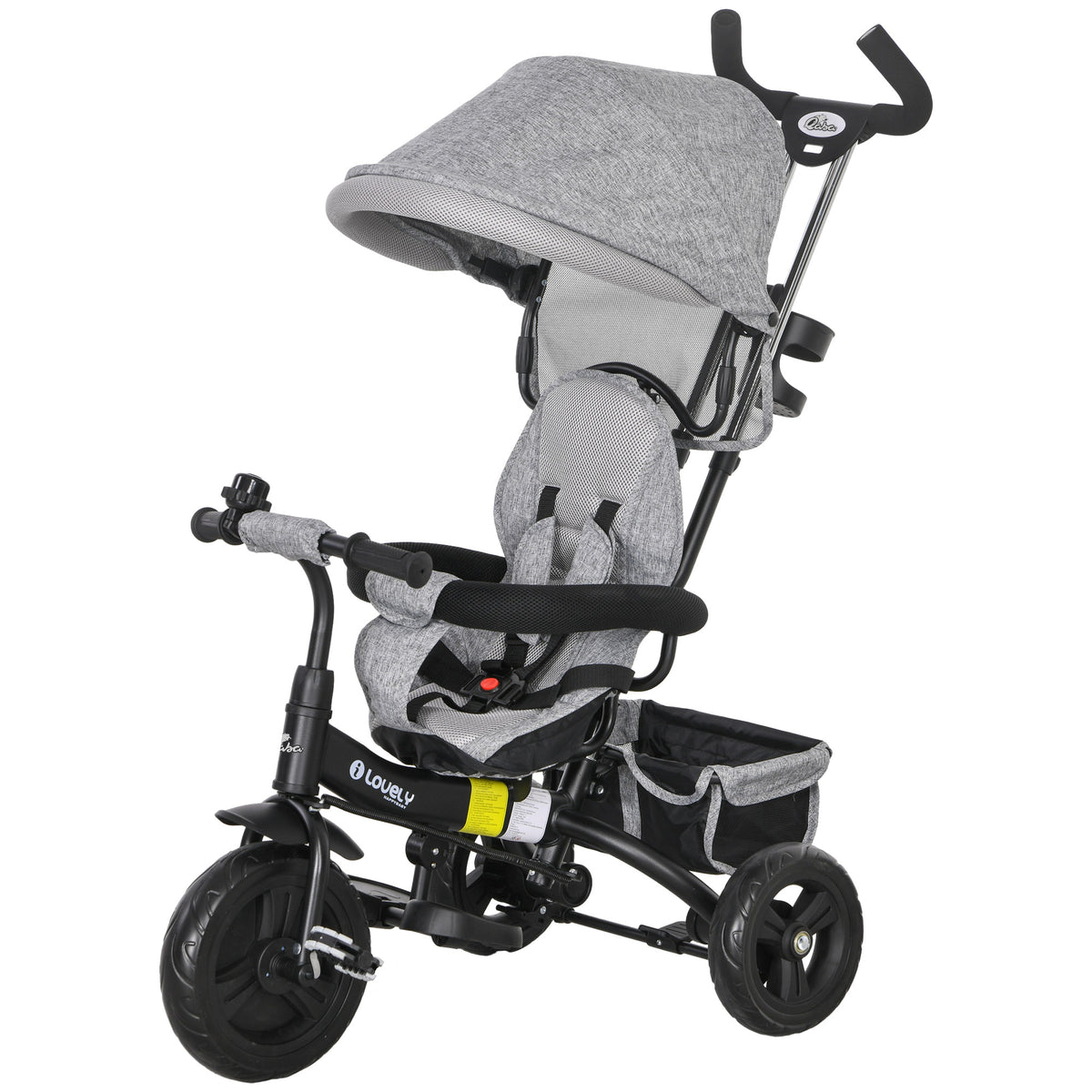 6 in 1 Toddler Tricycle Stroller with Basket, Canopy, 5-point Safety Harness, for 12-60 Months-Toys & Games > Baby & Toddler Toys > Riding & Rocking Toys > Tricycles for Kids-DECOROLALA