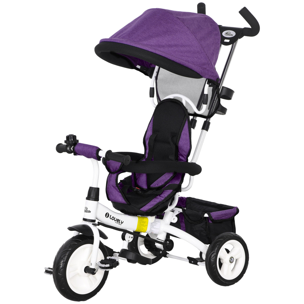 6 in 1 Toddler Tricycle Stroller with Basket, Canopy, 5-point Safety Harness, for 12-60 Months-Toys & Games > Baby & Toddler Toys > Riding & Rocking Toys > Tricycles for Kids-DECOROLALA