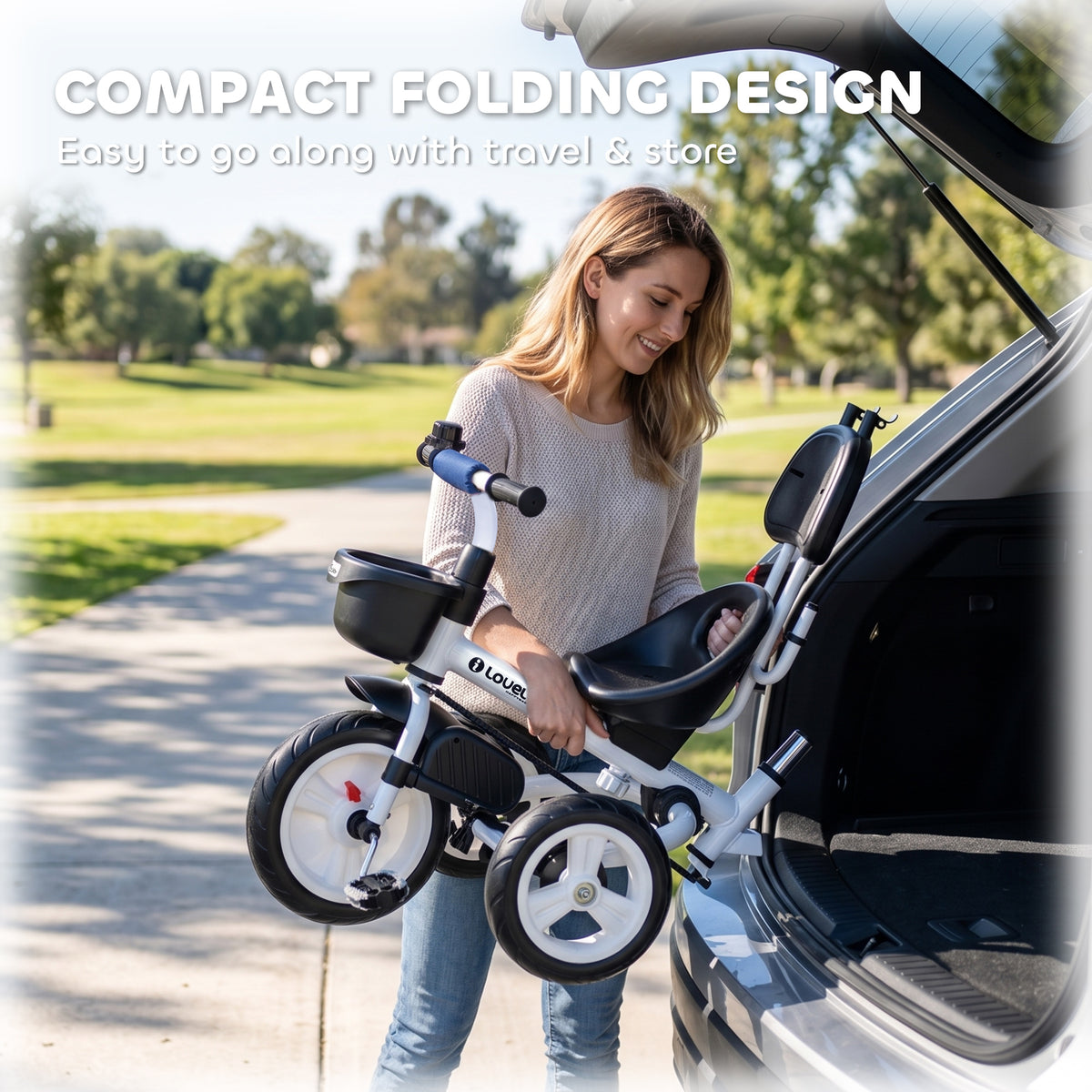 6 in 1 Toddler Tricycle with Parent Push Handle, Canopy, Storage Baskets, Cupholder, Dark-Toys & Games > Baby & Toddler Toys > Riding & Rocking Toys > Tricycles for Kids-DECOROLALA