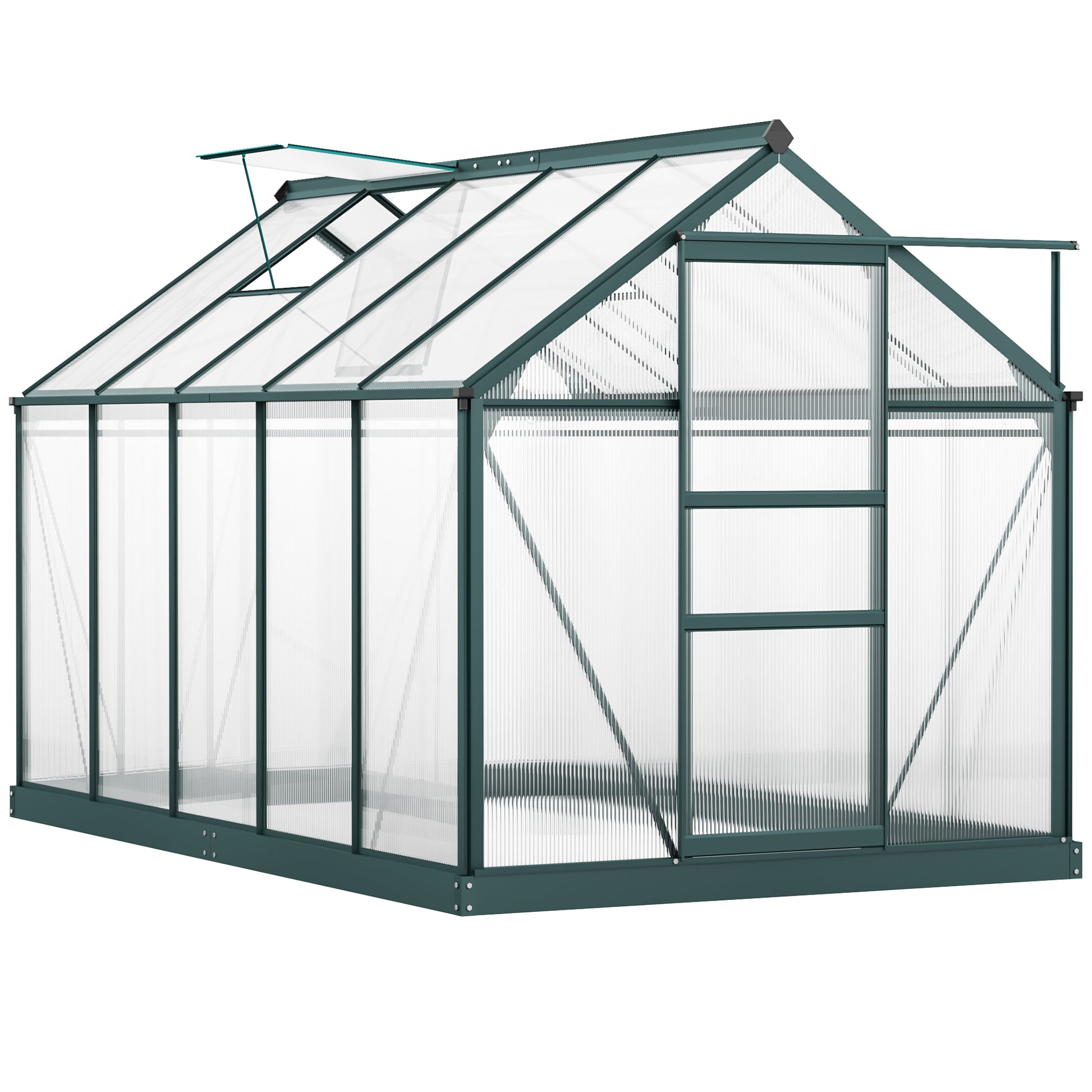 6' x 10' Polycarbonate Walk-In Greenhouse - Green-DECOROLALA