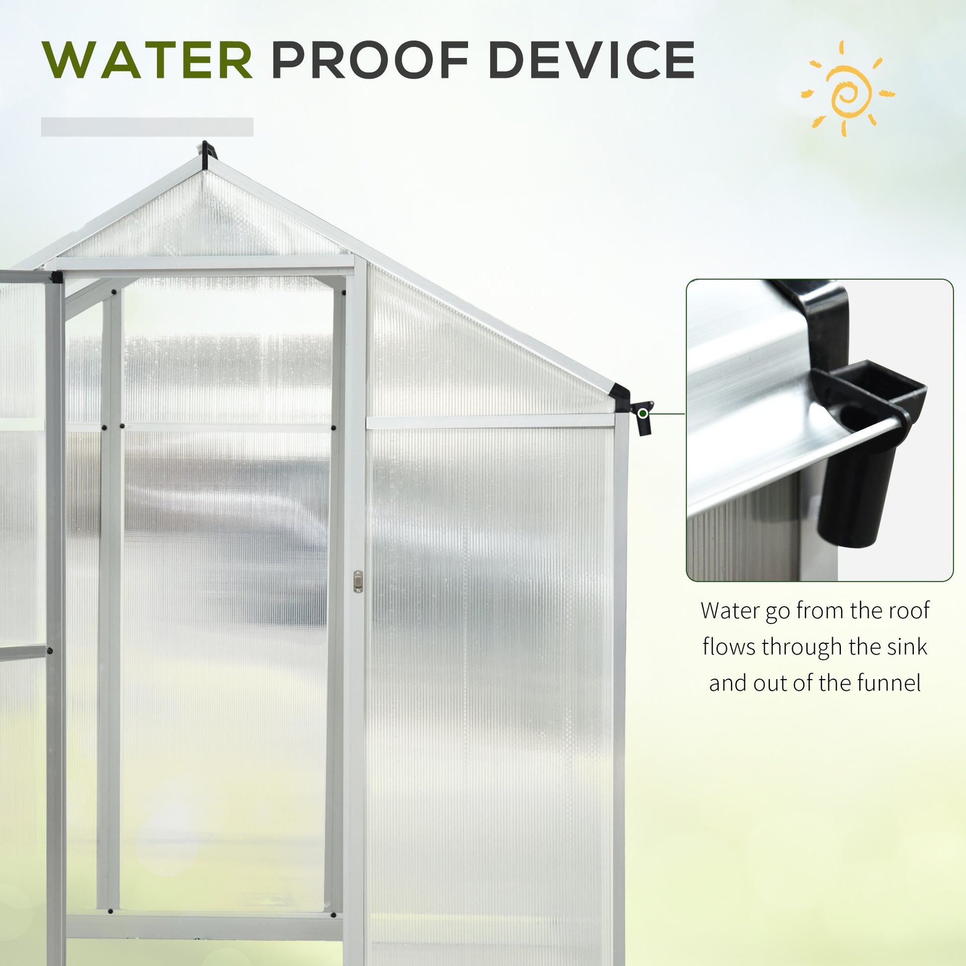 6' x 10' Walk-in Garden Greenhouse - Silver Aluminum Frame-DECOROLALA