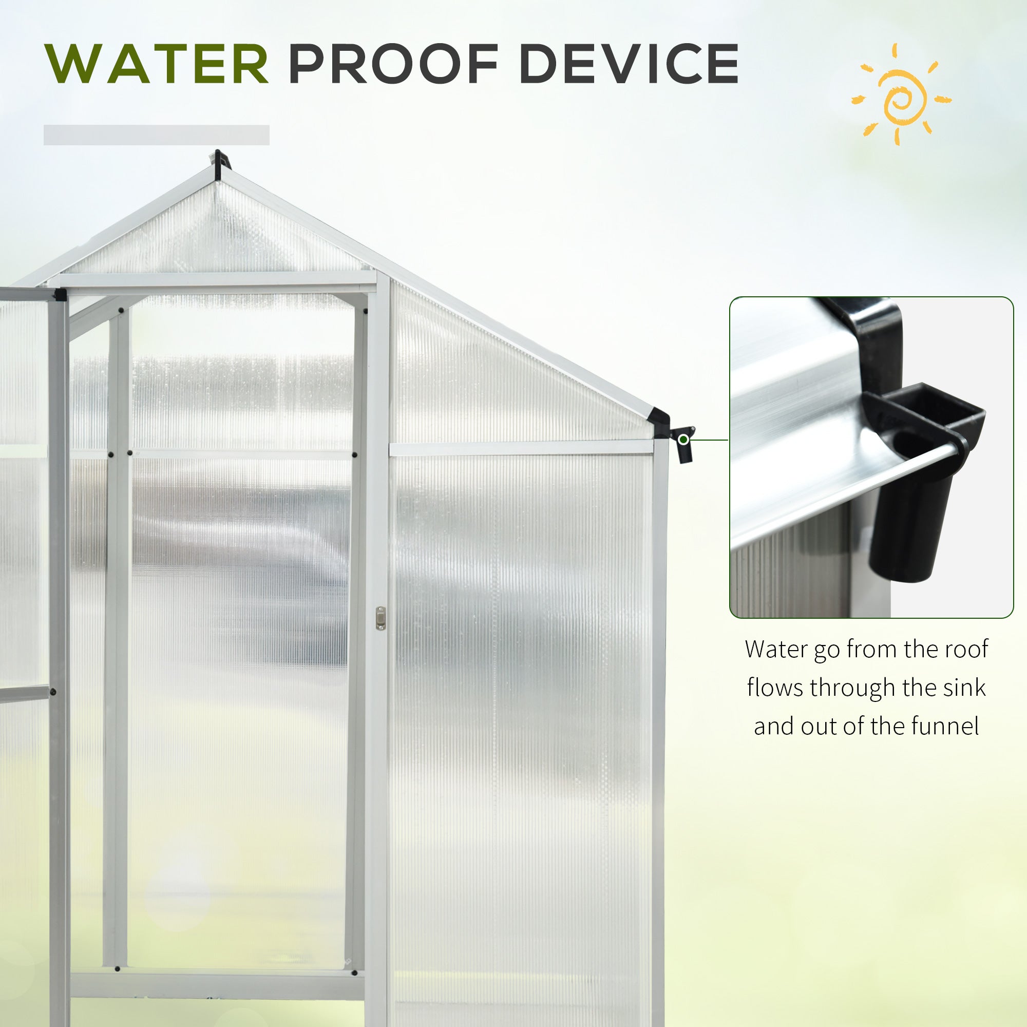 6' x 10' Walk-in Garden Greenhouse - Silver Aluminum Frame-DECOROLALA