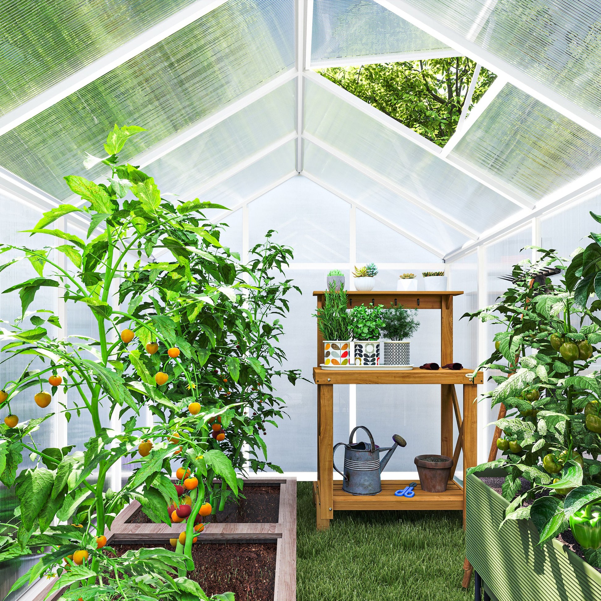 6' x 10' Walk-in Garden Greenhouse - Silver Aluminum Frame-DECOROLALA