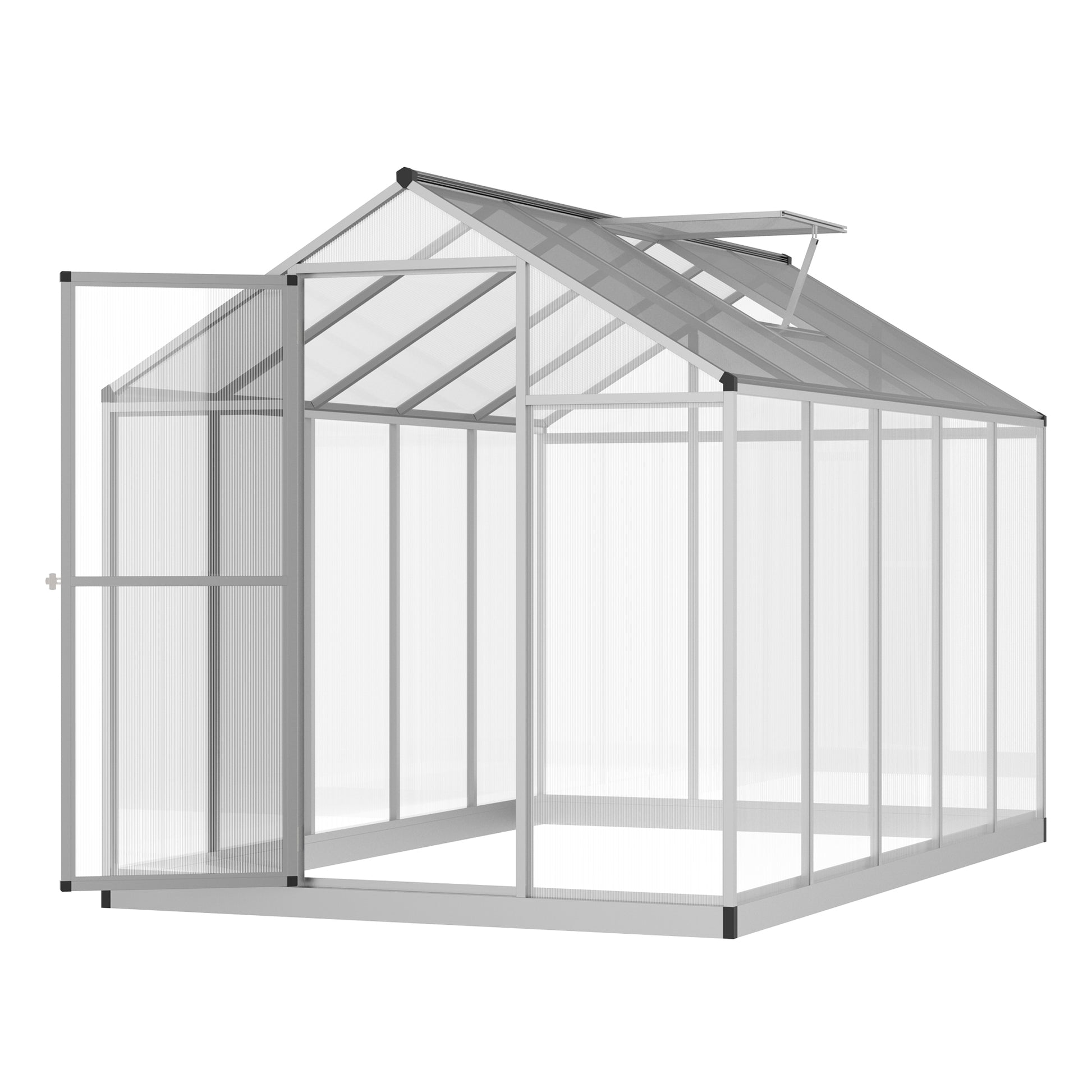 6' x 10' Walk-in Garden Greenhouse - Silver Aluminum Frame-DECOROLALA