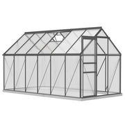 6' x 12' Polycarbonate Walk-in Greenhouse - Charcoal Grey-DECOROLALA