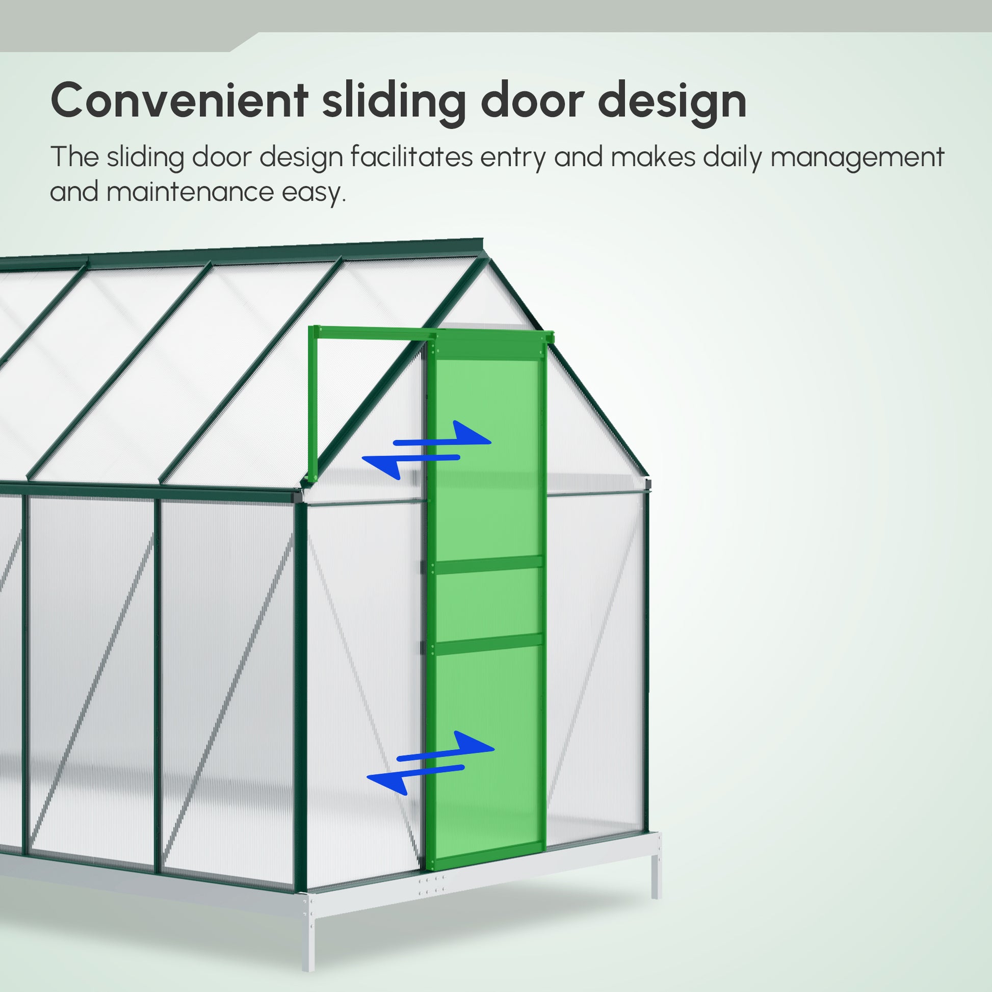 6' x 12' x 6.5' Polycarbonate Walk-in Greenhouse - Green-DECOROLALA