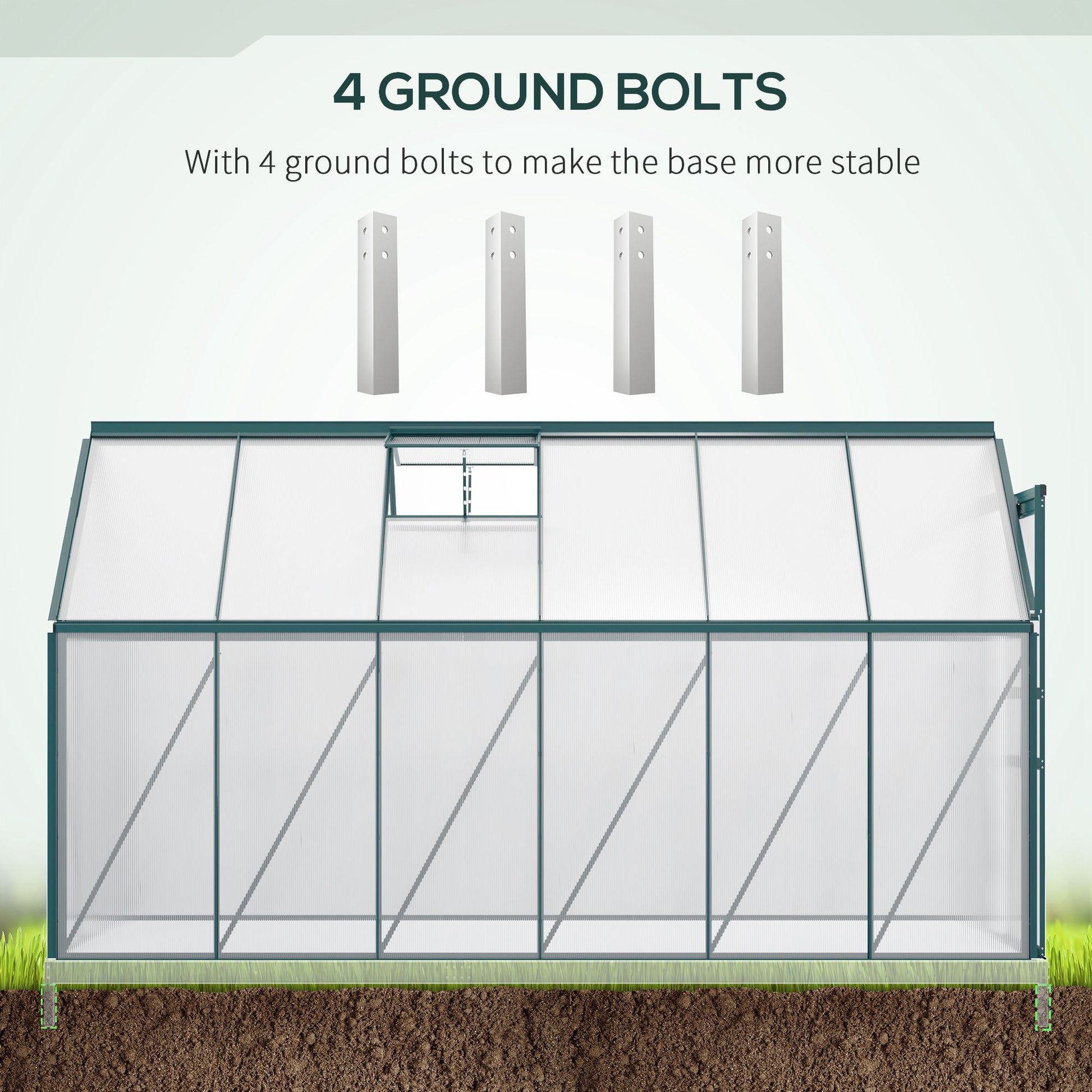 6' x 12' x 6.5' Polycarbonate Walk-in Greenhouse - Green-DECOROLALA