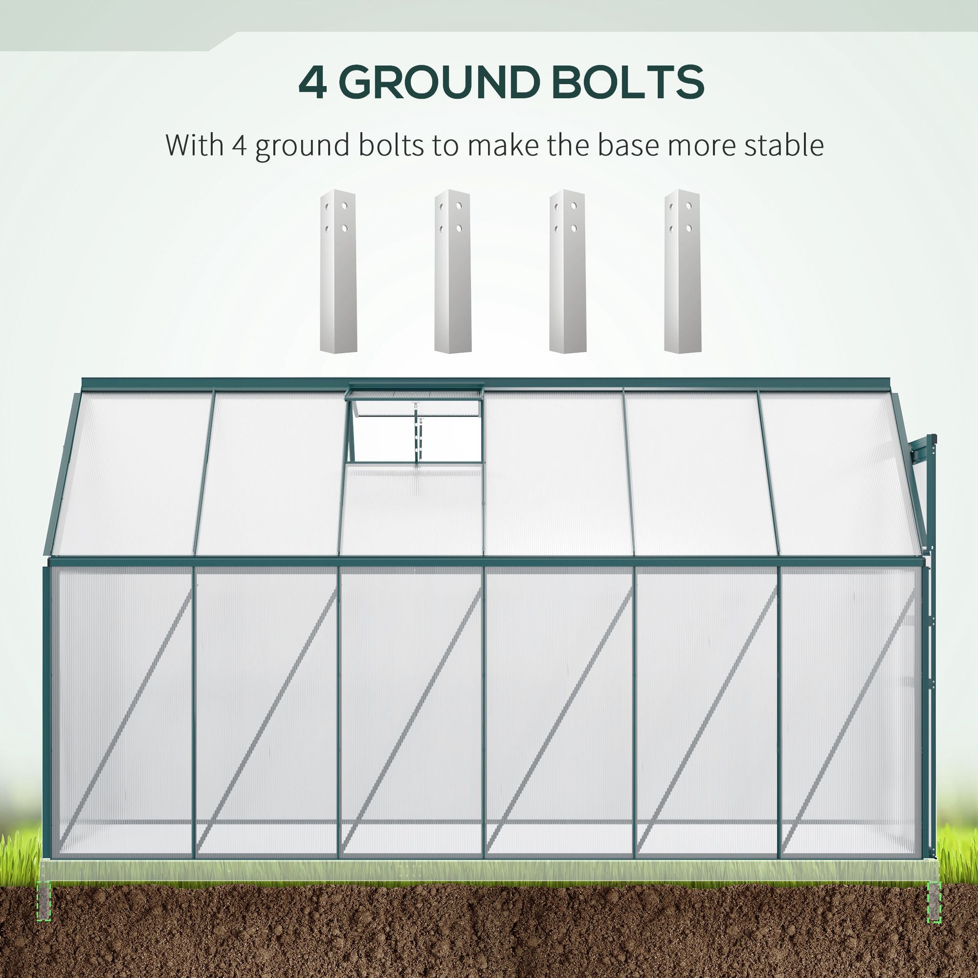 6' x 12' x 6.5' Polycarbonate Walk-in Greenhouse - Green-DECOROLALA
