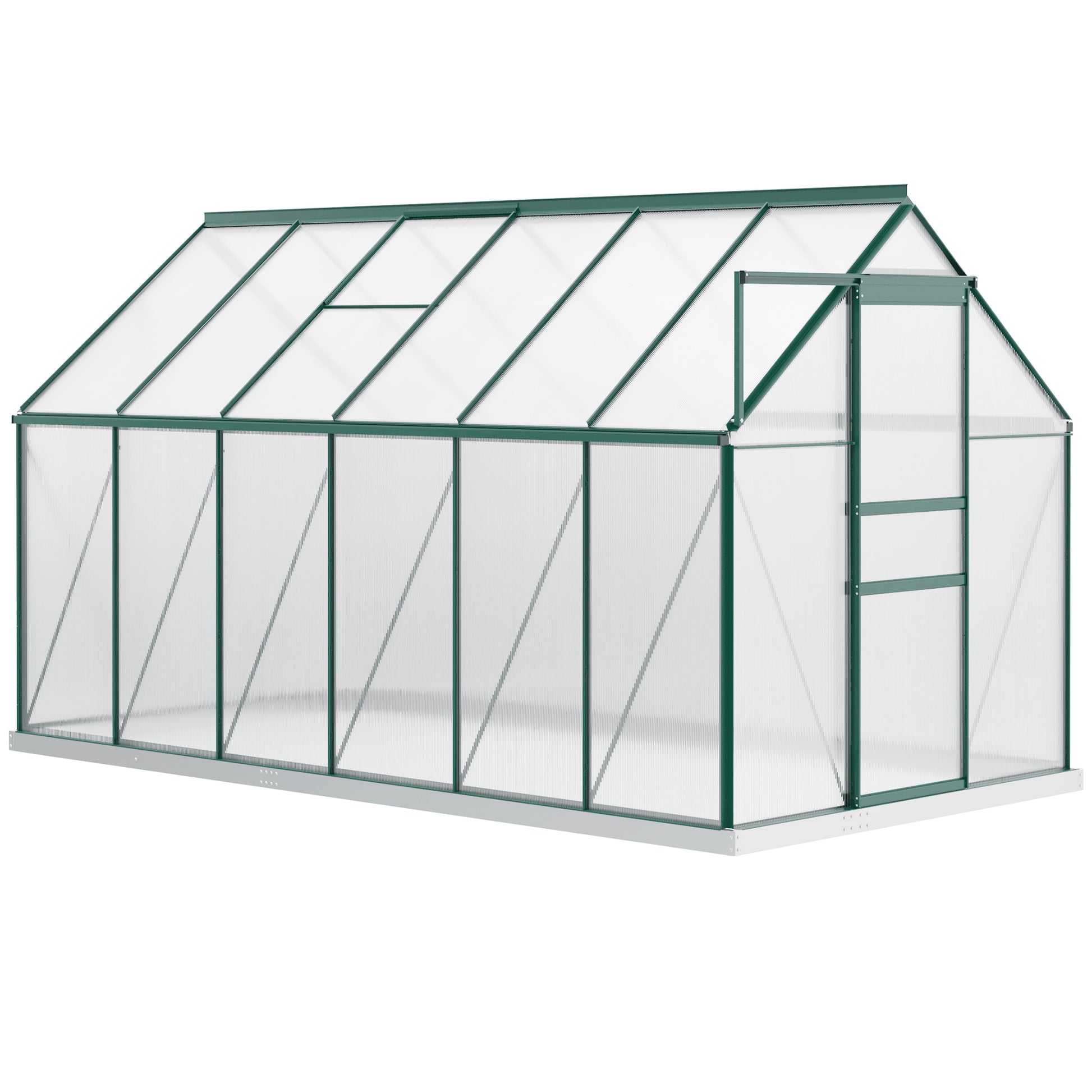 6' x 12' x 6.5' Polycarbonate Walk-in Greenhouse - Green-DECOROLALA