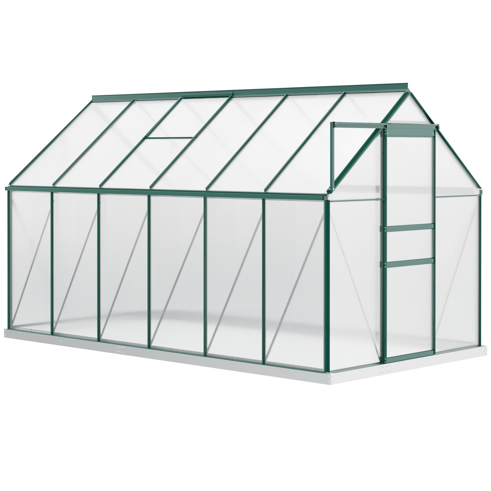 6' x 12' x 6.5' Polycarbonate Walk-in Greenhouse - Green-DECOROLALA