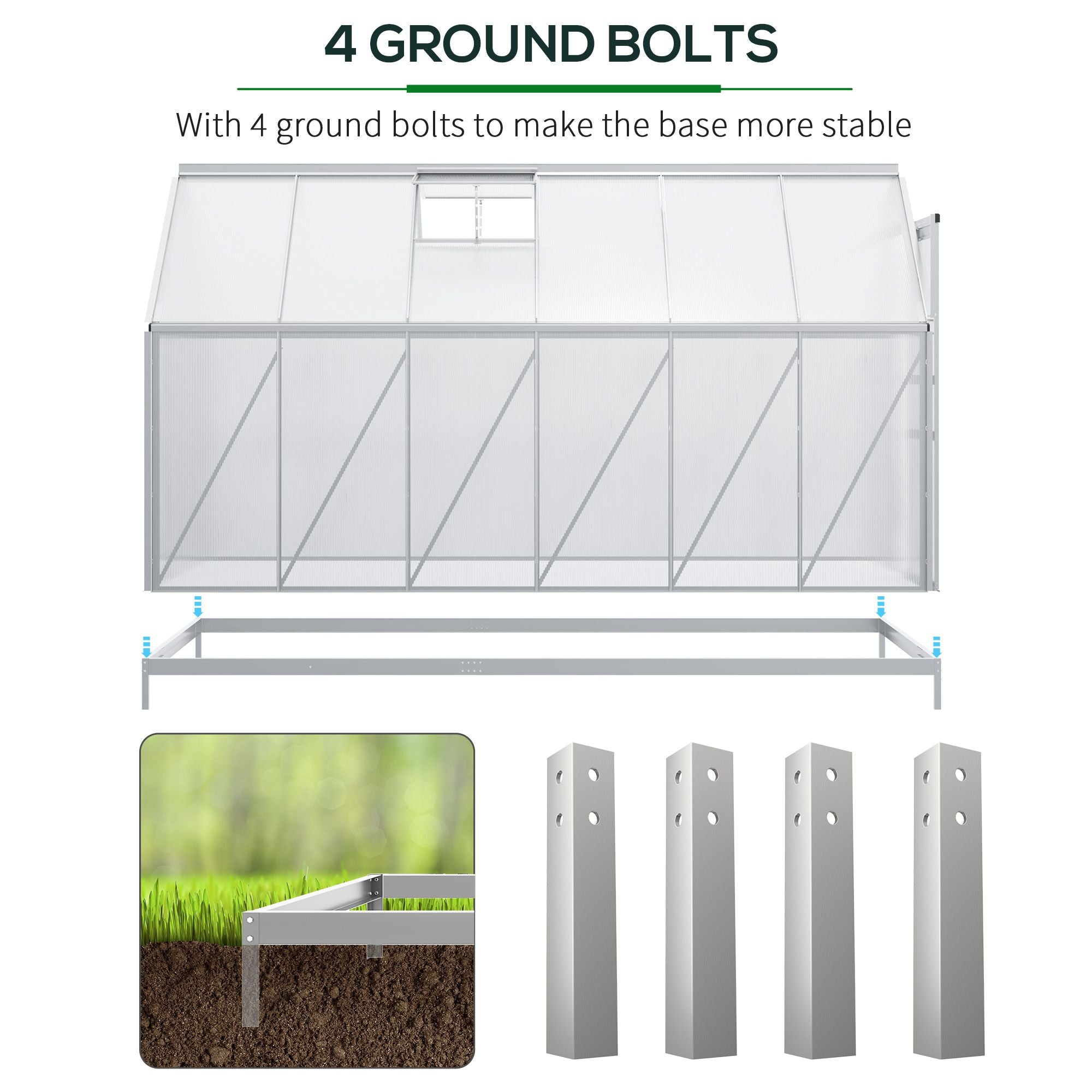 6' x 12' x 6.5' Walk-in Polycarbonate Greenhouse - Clear-DECOROLALA
