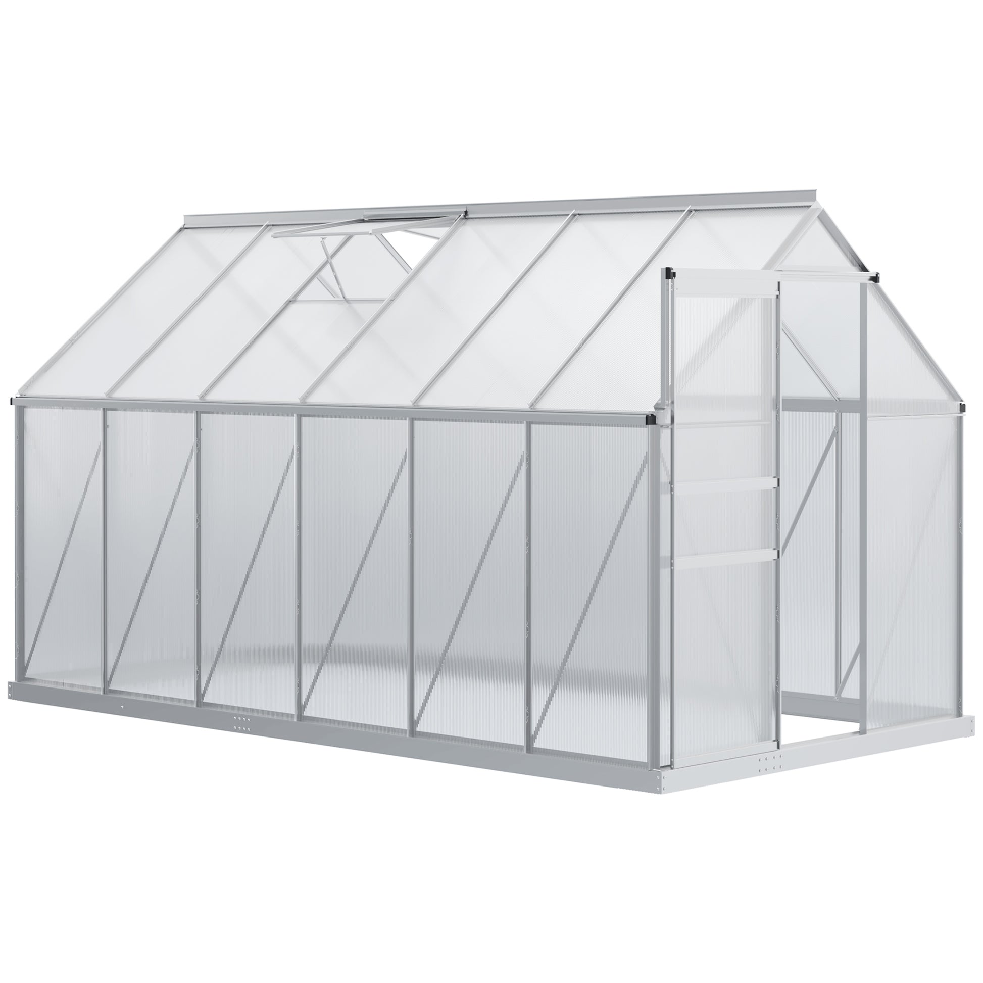 6' x 12' x 6.5' Walk-in Polycarbonate Greenhouse - Clear-DECOROLALA