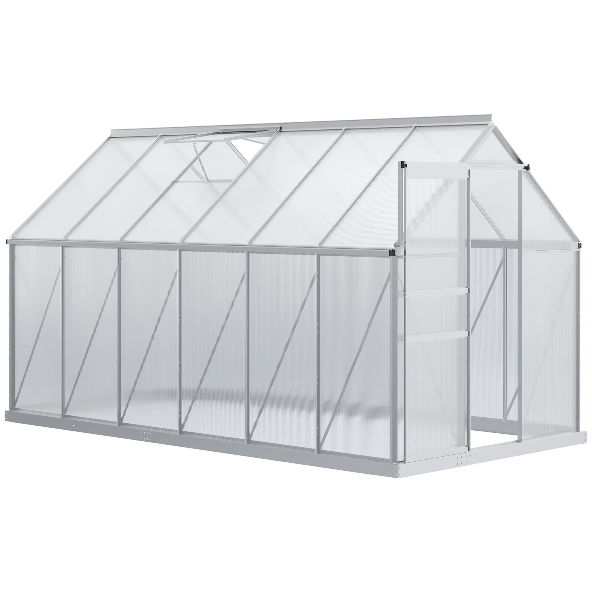6' x 12' x 6.5' Walk-in Polycarbonate Greenhouse - Clear-DECOROLALA