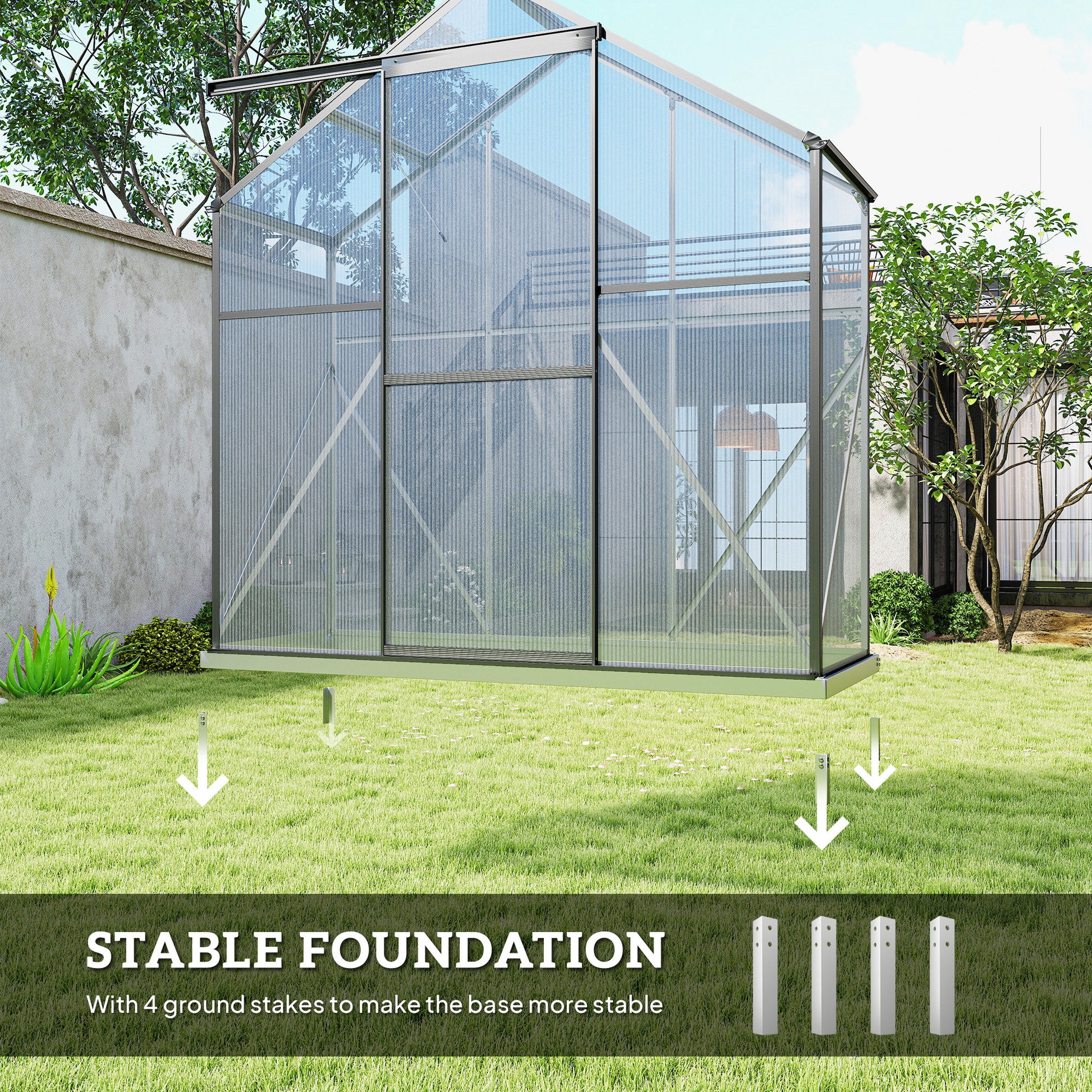 6' x 2.5' Polycarbonate Greenhouse - Grey Aluminium-DECOROLALA
