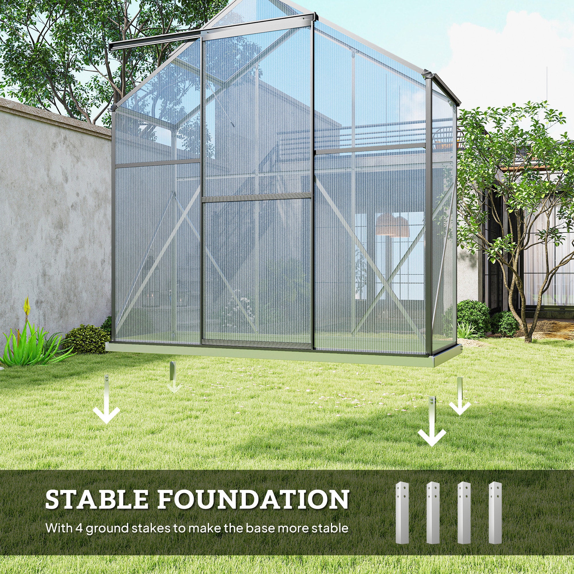6' x 2.5' Polycarbonate Greenhouse - Grey Aluminium-DECOROLALA