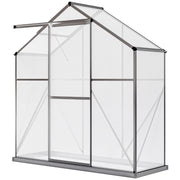 6' x 2.5' Polycarbonate Greenhouse - Grey Aluminium-DECOROLALA