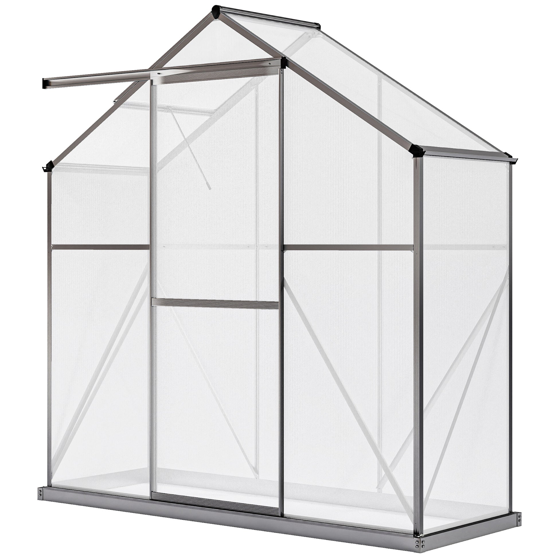 6' x 2.5' Polycarbonate Greenhouse - Grey Aluminium-DECOROLALA