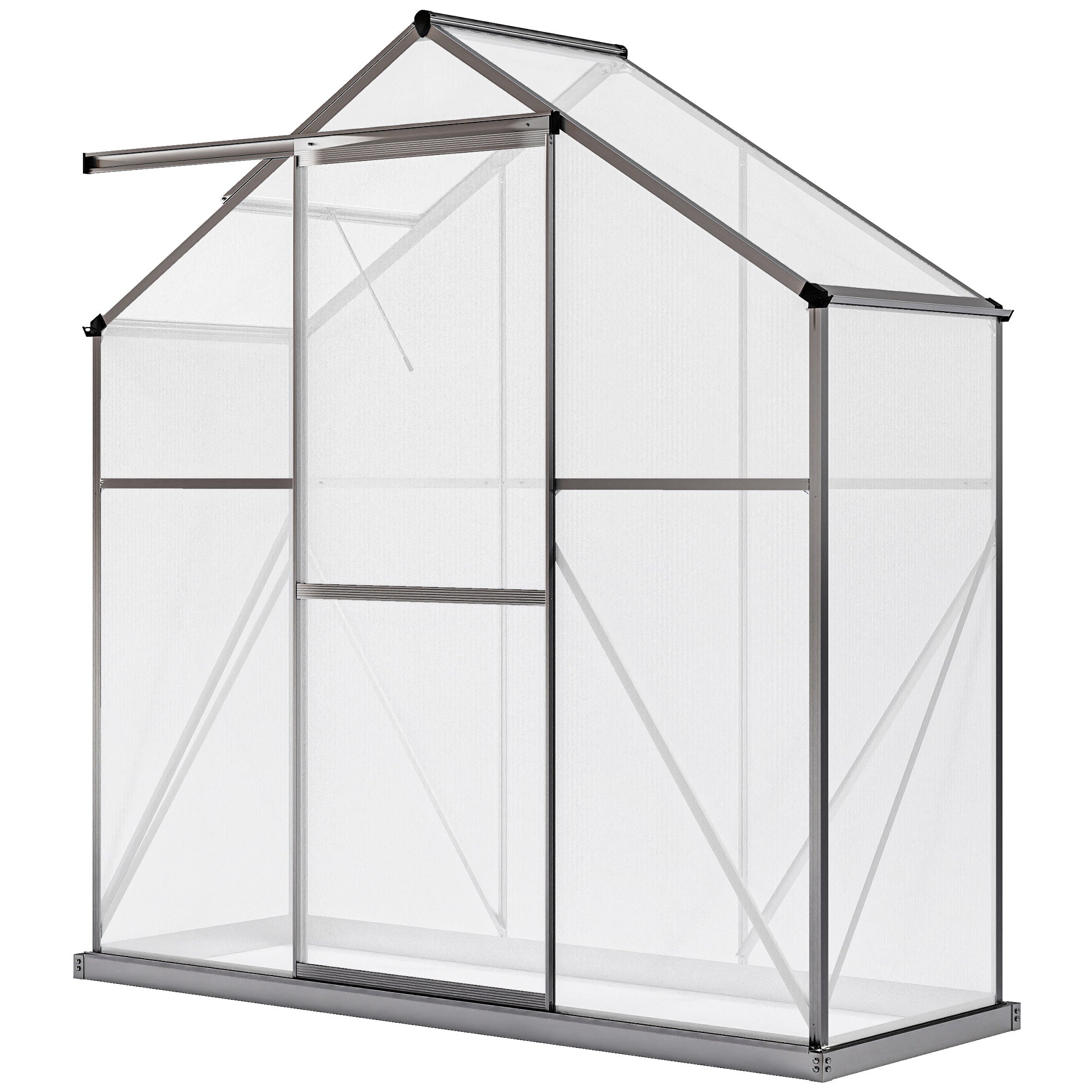 6' x 2.5' Polycarbonate Greenhouse - Grey Aluminium-DECOROLALA