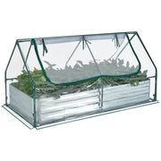 6 x 3 x 3 Feet Galvanized Raised Garden Bed with Greenhouse-Silver-Raised Garden Beds-DECOROLALA
