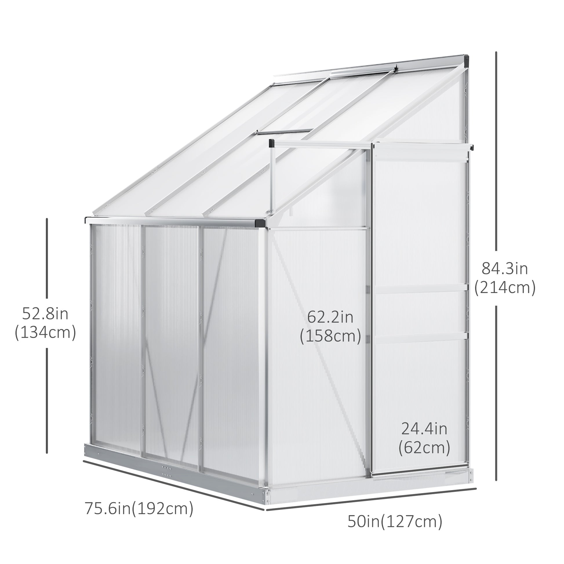 6' x 4' Aluminum Lean-to Greenhouse - Polycarbonate Clear-DECOROLALA