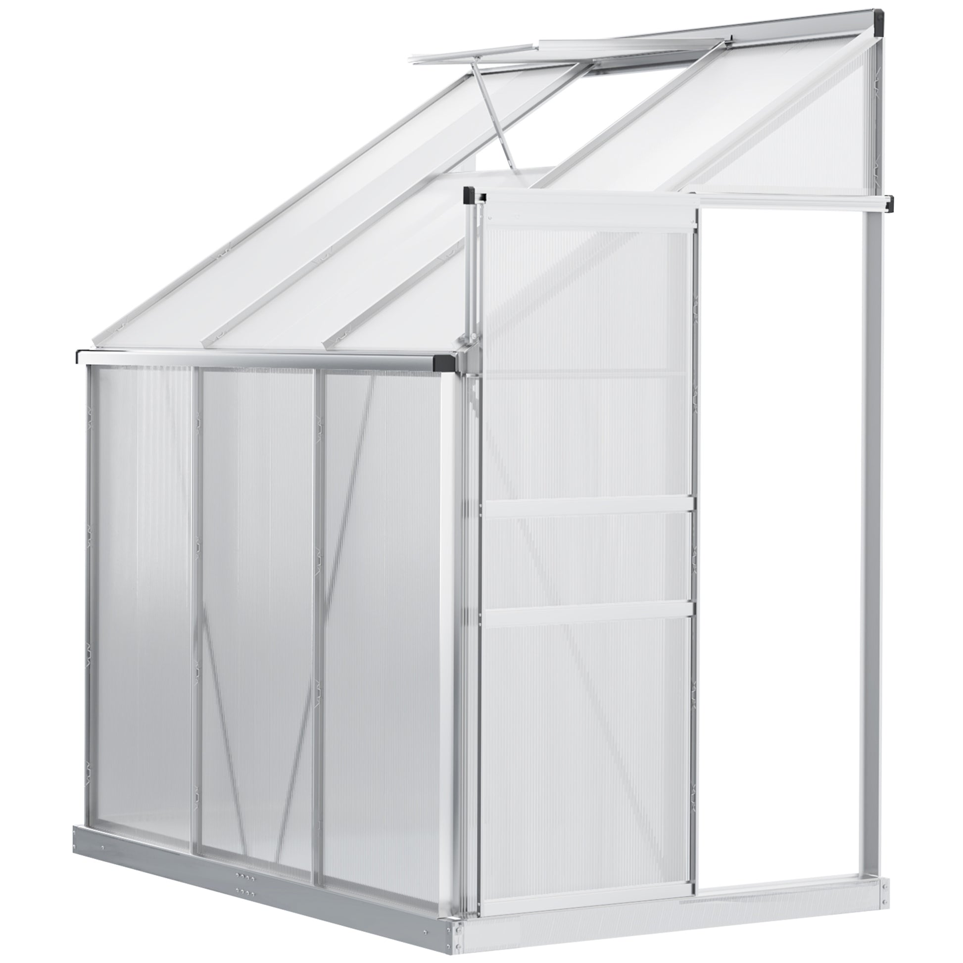 6' x 4' Aluminum Lean-to Greenhouse - Polycarbonate Clear-DECOROLALA
