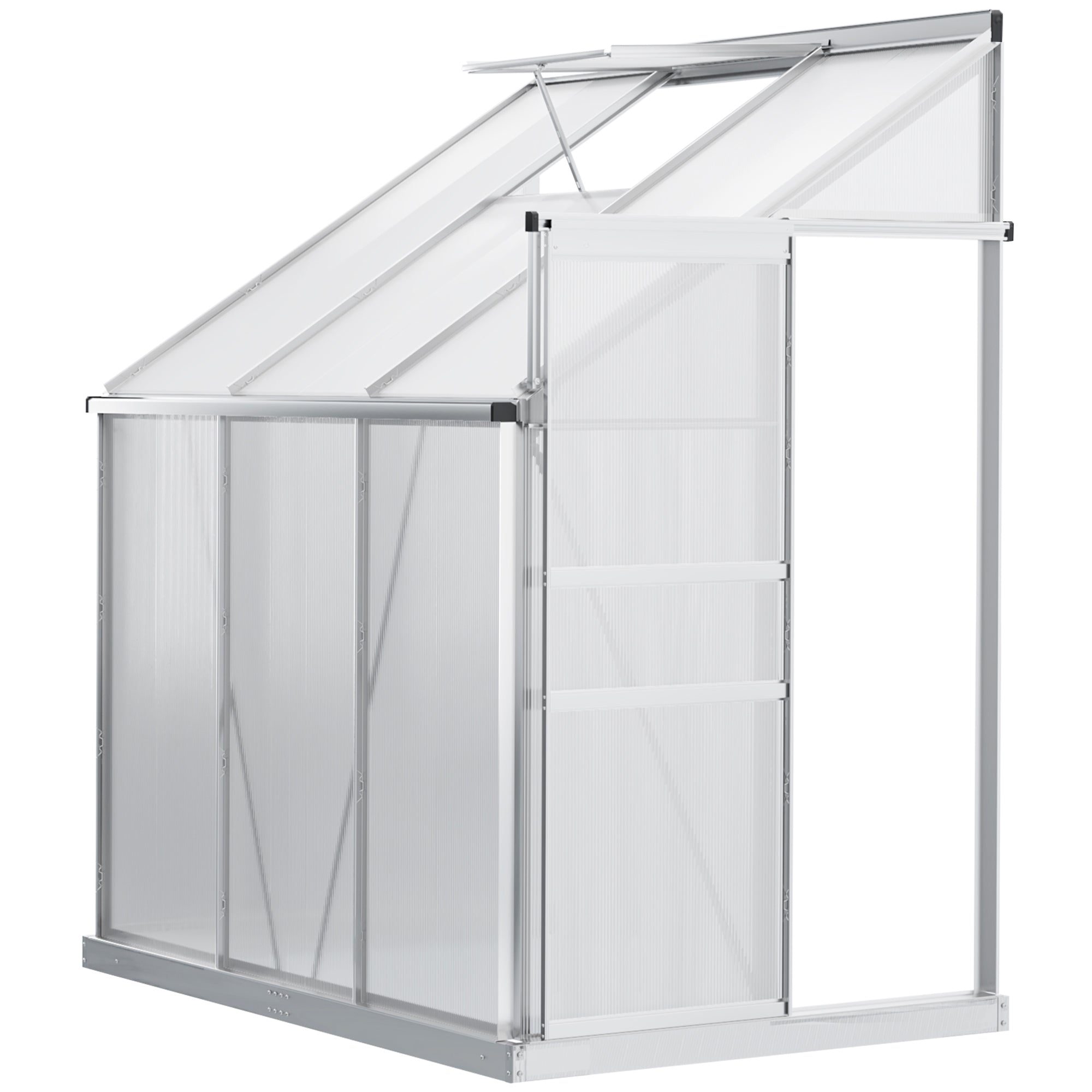 6' x 4' Aluminum Lean-to Greenhouse - Polycarbonate Clear-DECOROLALA